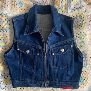 Vintage No Excuses cropped denim/jean women’s vest size small